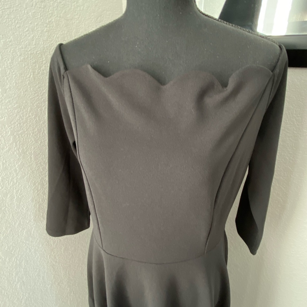 MISSMAY Retro Scallop Boat Neck Black Swing Dress Large - Picture 7 of 15